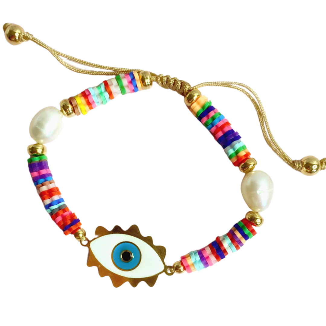Pearl Evil Eye Bracelet