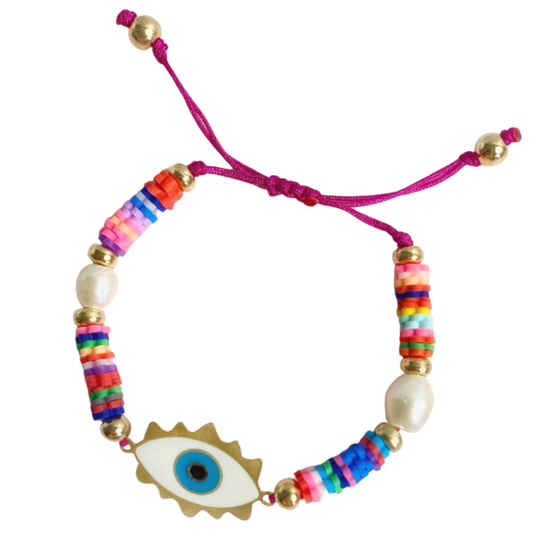 Pearl Evil Eye Bracelet