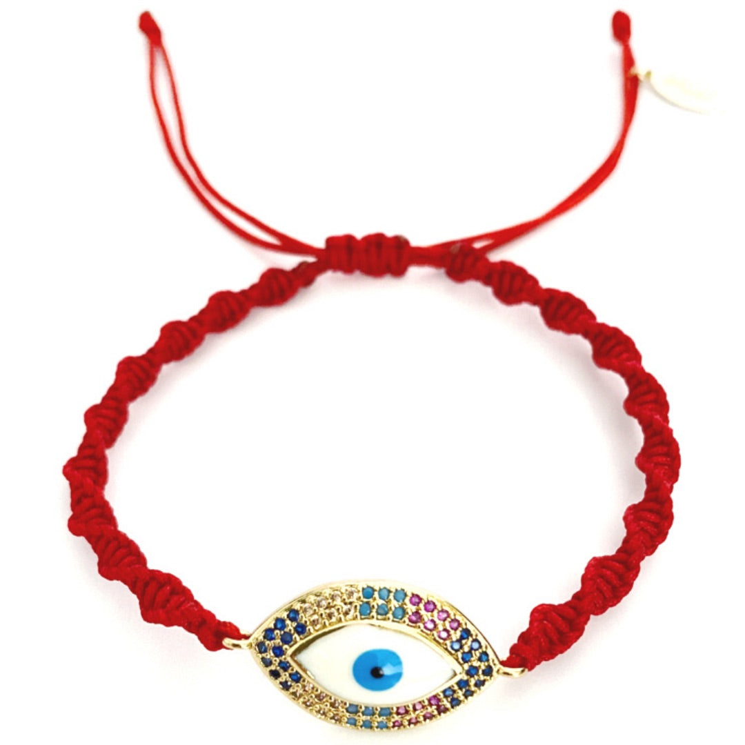 Rainbow Evil Eye Red String Bracelet