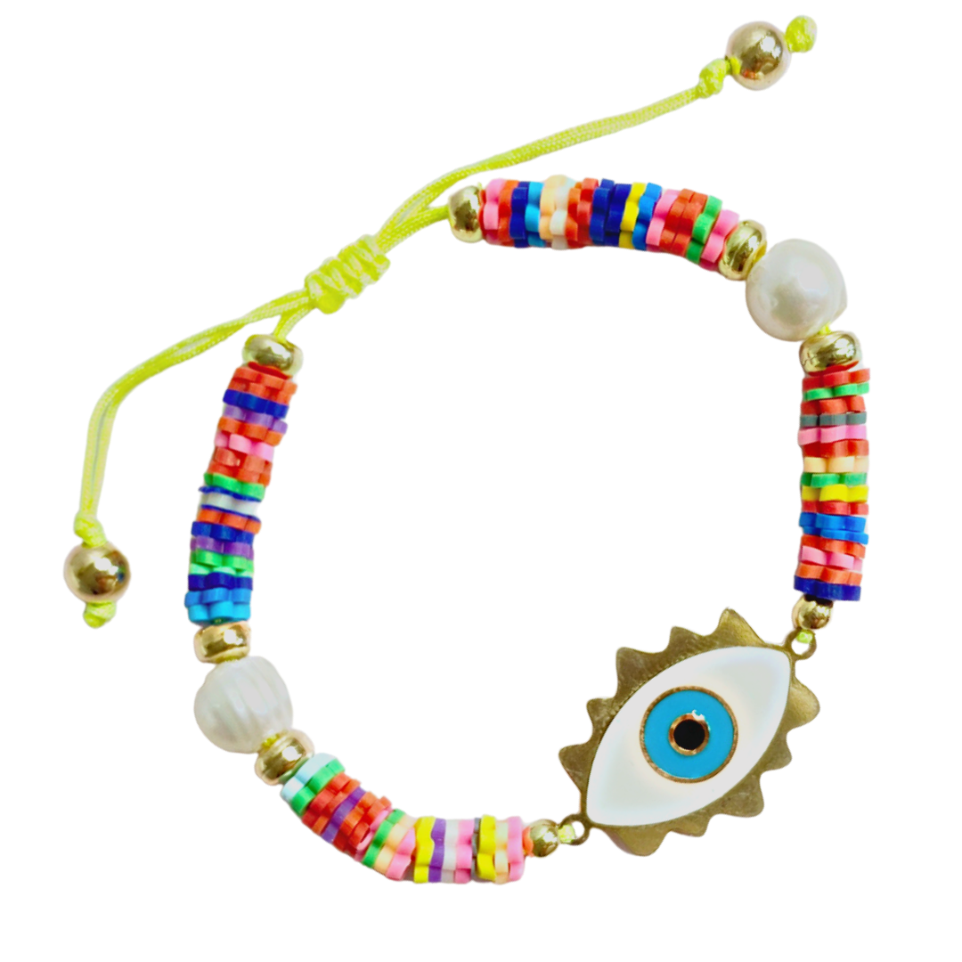 Pearl Evil Eye Bracelet