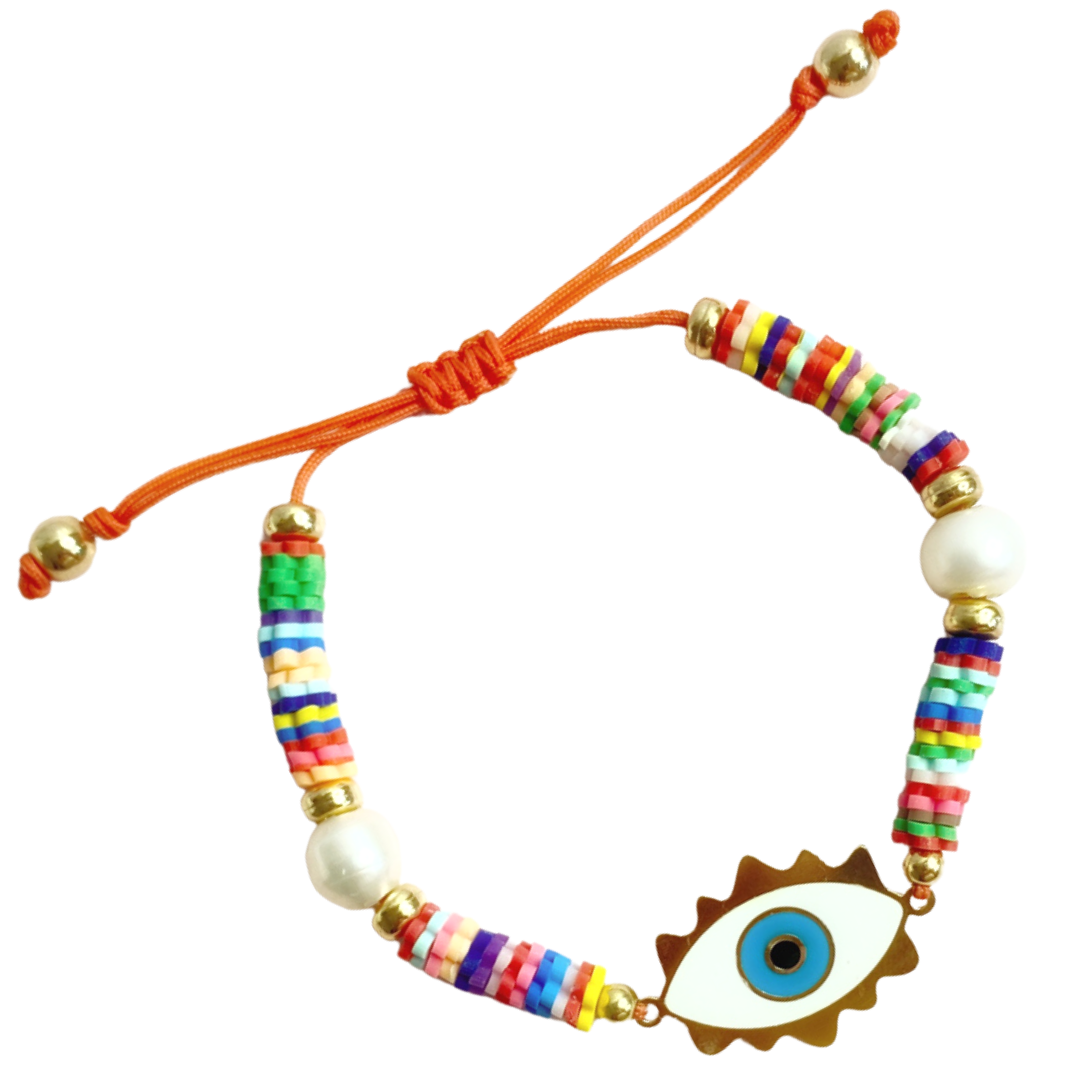 Pearl Evil Eye Bracelet