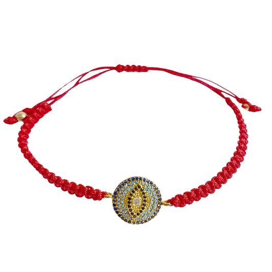 Yellow Evil Eye Red String Protection Bracelet