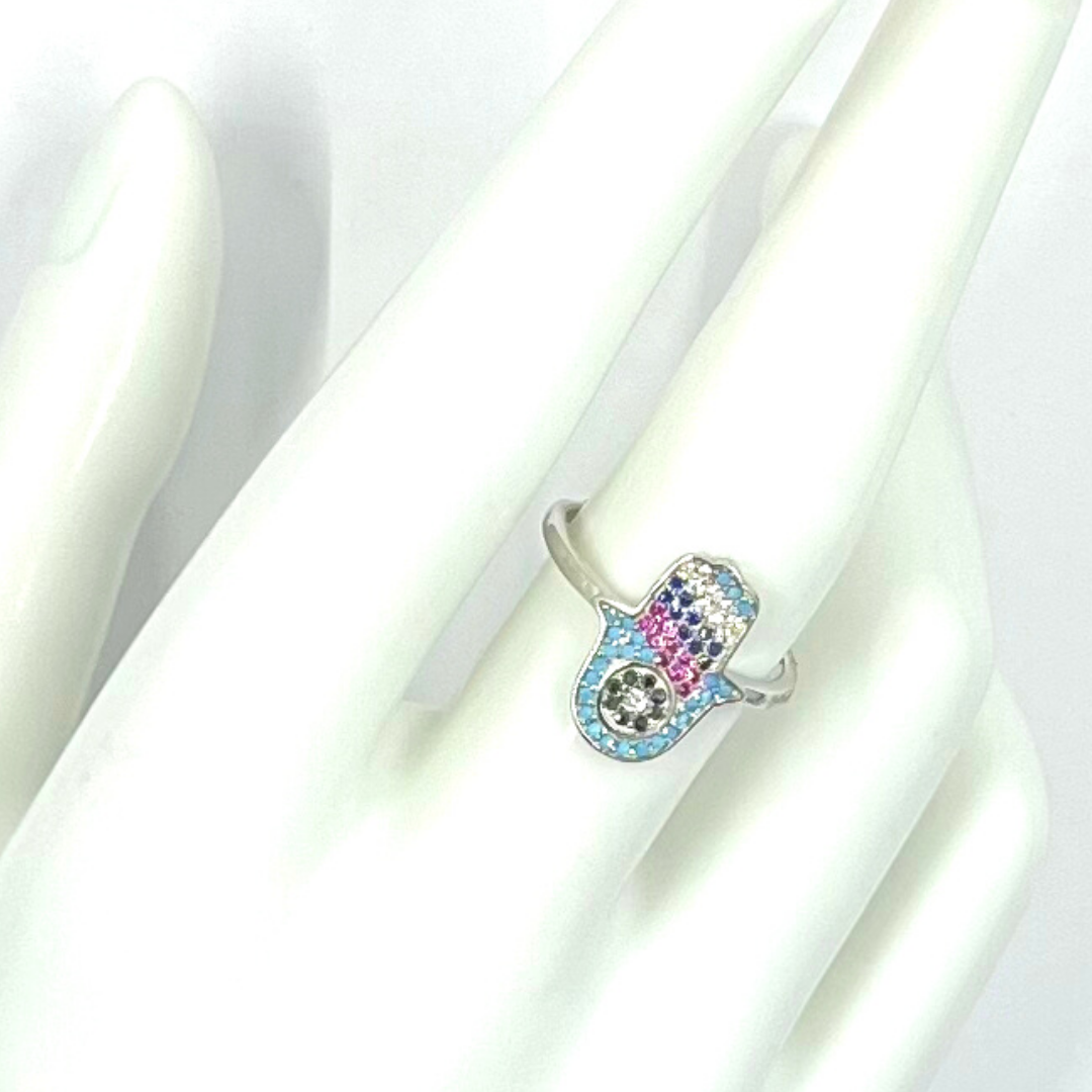 Hamsa Ring with Turquoise Stones