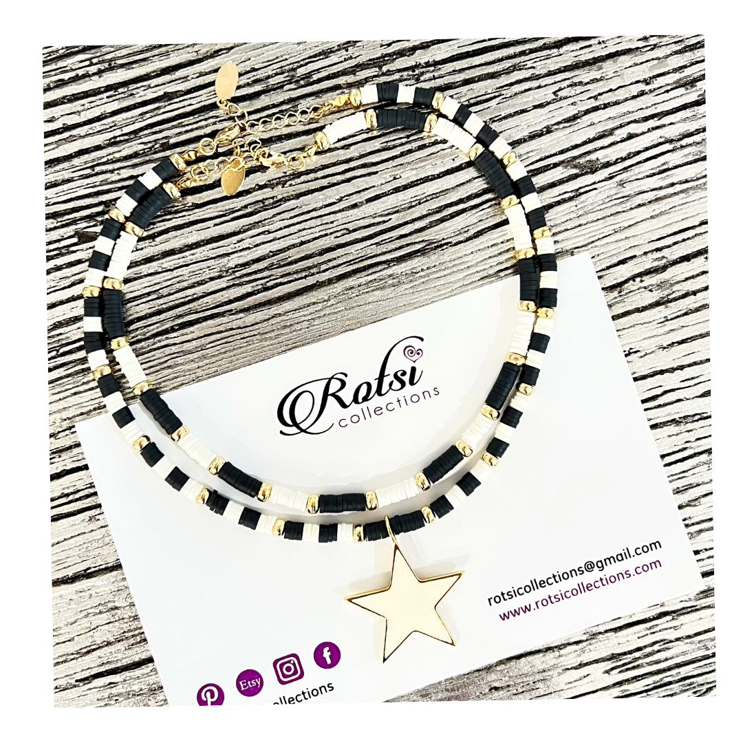 Black and White Star Necklace