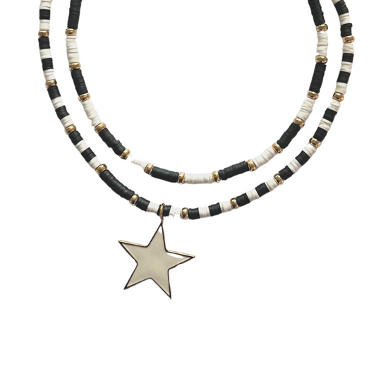 Black and White Star Necklace