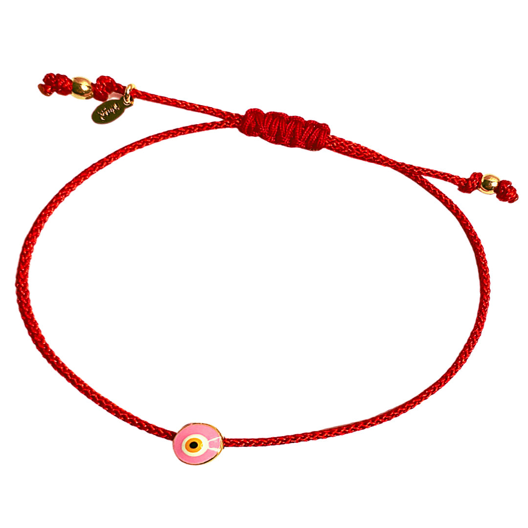 Pink Mini Evil Eye Red String Bracelet