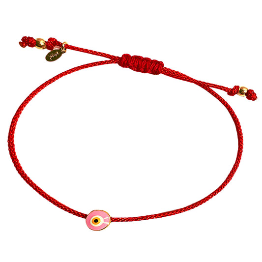 Pink Mini Evil Eye Red String Bracelet