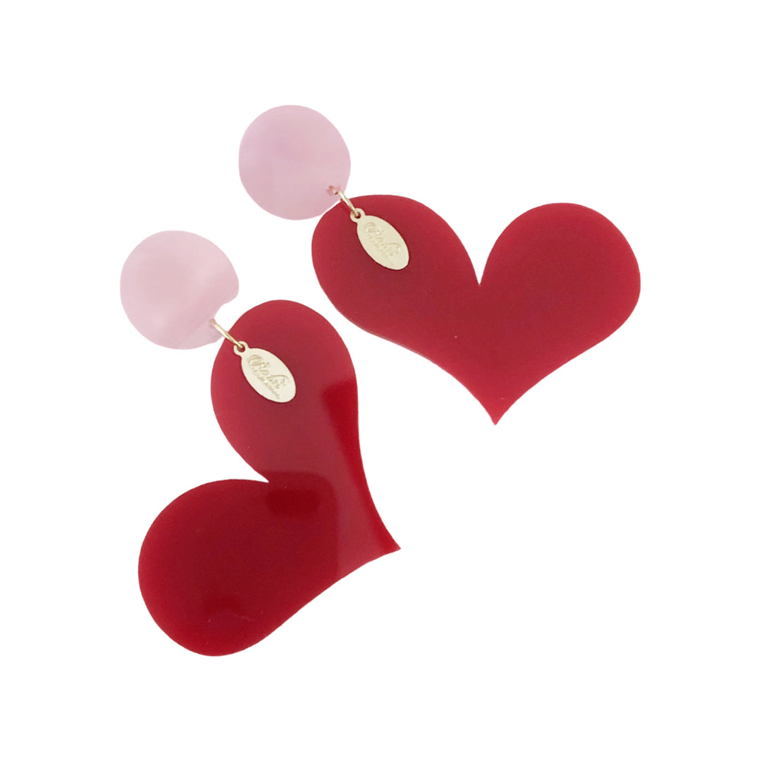 Heart Red Earrings