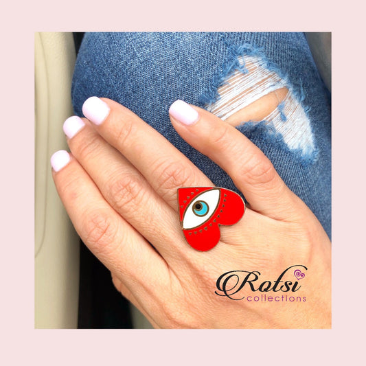 Turkish red heart ring